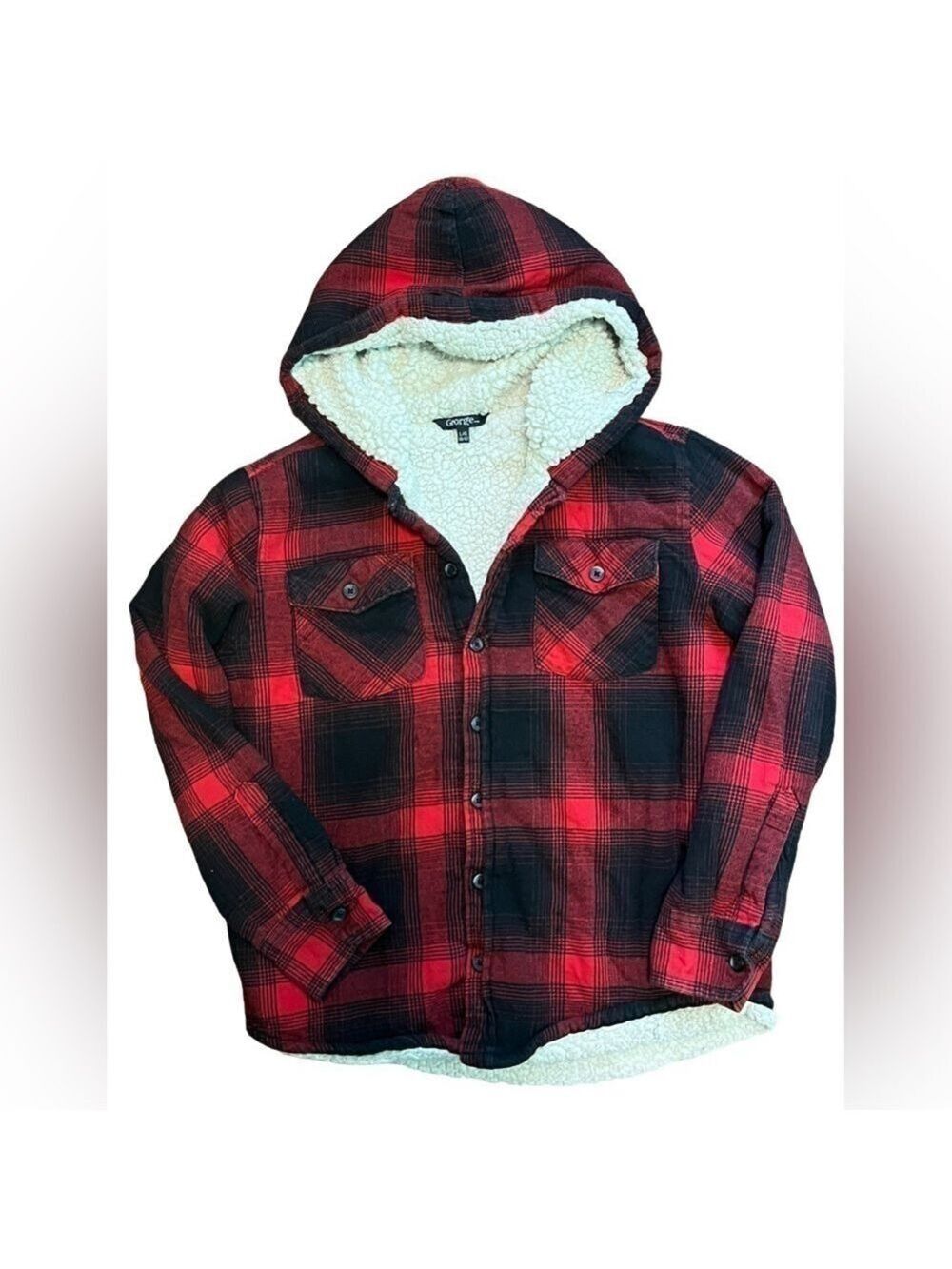 George Boys' Sherpa Lined Hooded Flannel Shirt